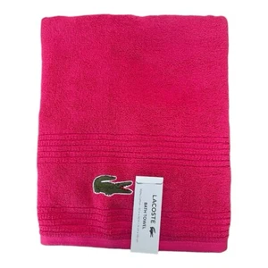 Lacoste Bath Towel Rose Pink 100% Cotton 30"x52" Big Crocodile Logo, NEW - Picture 1 of 3