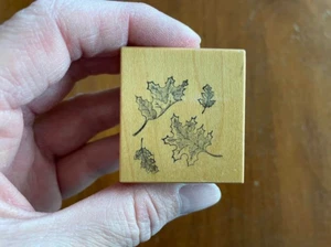 Vintage Rubber Stamp PSX C-752 FALL AUTUMN BLOWING FALLING LEAVES Foliage Trees - Picture 1 of 2
