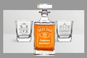 Personalized Whiskey Decanter Set, Engraved Whiskey Decanter Whiskey Glass Gift - Picture 1 of 6