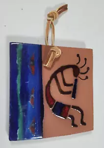 Handmade Tile Wall Plaque Mexico Javier Ramirez Stamped 3.5" Square - Picture 1 of 5