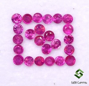 2 mm Natural Ruby Round Cut Lot 24 Pcs 1.38 Cts Faceted Red Pink Loose Gemstones - Picture 1 of 4