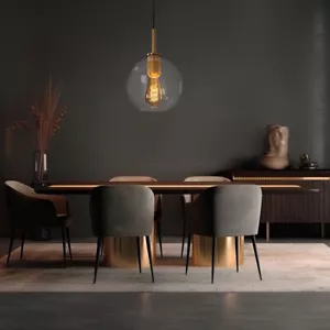 Luce a Sospensione Lampada Sfera di Vetro Trasparente Color Ottone E27 H 120cm - Foto 1 di 11