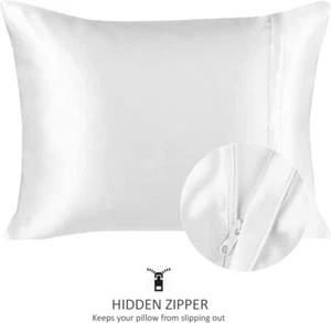 Weicher 2 Stück Satin Kissenbezug für Haare und Haut Seide Luxus Satin Kissenbezüge Reißverschluss - Bild 1 von 7