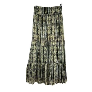 Maxi Falda Solitaria en Niveles Mujer 8 Negra Tostada Abstracta Cintura Elástica Boho Fluida - Imagen 1 de 6