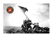 Iwo Jima Flag WW II US Marines 1943 A4 reproduction poster Choice of frame