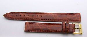 Genuine Crocodile Padded and Stitched 15mm Mans Honey Colored  Strap 8"
