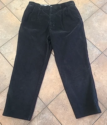 DANIEL CREMIEUX CORDUROY PANTS MEN SIZE 38x30 BLACK PLEATED CASUAL DRESS WORK  - Image 1 of 4