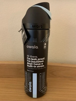 NUOVO Owala "Tron" 24 oz Glow-in-the-Dark Sorso gratuito Disney Marvel nero blu - Immagine 1 di 4