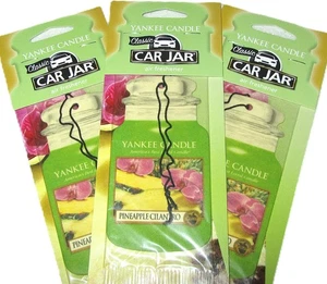 LOT/PACK OF 3 Yankee Candle "PINEAPPLE CILANTRO" Car Jar Air Fresheners - Picture 1 of 1