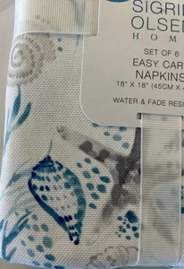SIGRID OLSEN Brand New: 6 Beach Sea Marine Easy-care Cotton Napkins. 18” Sq. - Picture 1 of 3