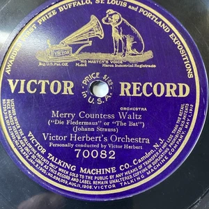 VICTOR HERBERT'S ORCHESTRA MERRY COUNTESS WALTZ 12" 78 RPM RECORD VICTOR #70082 - Picture 1 of 3