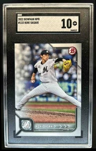 2022 Bowman NPB Nippon Professional Baseball Roki Sasaki #133 SGC 10 - Picture 1 of 2
