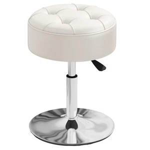 ® Adjustable White Vanity Stool Swivel Chair for Makeup Room Small for Bathroom - Picture 1 of 7