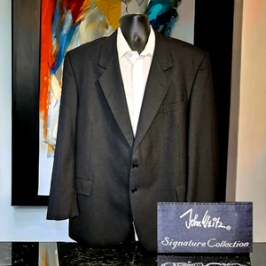 John Weitz Blazer Sports Coat Mens 48R Black Wool Ventless - Picture 1 of 9