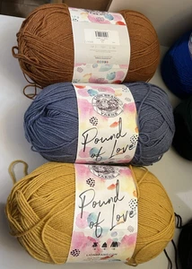 Lion Brand POUND OF LOVE Yarn 100% Acrylic 16oz ea. Set of 3 Three colors - Picture 1 of 4
