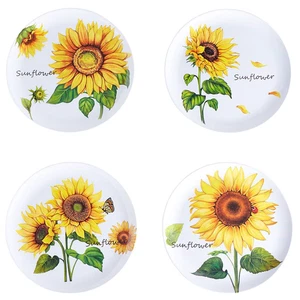 Juego de 4 platos de melamina para comedor de verano con girasoles - Imagen 1 de 1