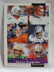 1996 Pinnacle Score Chase Program Checklist #275 Marino, Elway, Smith, Rice - Picture 1 of 2