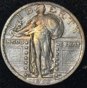 1918-S STANDING LIBERTY SILVER QUARTER ~ XF+ - Picture 1 of 2