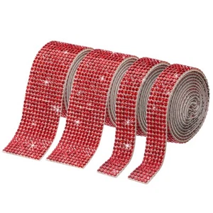 4 Roll 4 Yard 13.5/27mm Self Adhesive Crystal Ribbon Red - Picture 1 of 5
