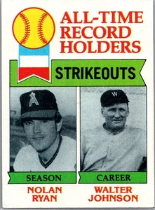 1979 Topps - All-Time Record Holders Nolan Ryan, Walter Johnson #417 EX+ - Picture 1 of 2