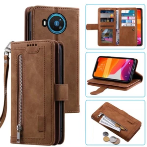 Nokia 8.3 5G Wallet Case,Leather Zipper Magnetic Flip Card Case For Nokia 8.3 - Picture 1 of 26