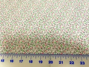 Country Calico Soft Gray w Mint & Pink flowers cotton Fabric per yard  - Picture 1 of 3
