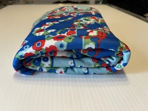 Vtg Fabric Funky Floral 1960s 1970s Groovy Flowers Blue 54” Wide 2.3 Yards - Picture 1 of 4