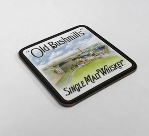 Old Bushmills Single Malt Whiskey cork backed drinks coaster 100mm x 100mm (sg) - Foto 1 di 2