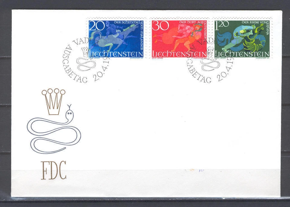 Liechtenstein B88 FDC 1967 Tales Horses Stories Foto 1 de 1