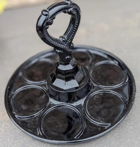 Vintage LE Smith Black Amethyst Glass Cordial Drink Holder, 1920s Art Deco - Picture 1 of 4