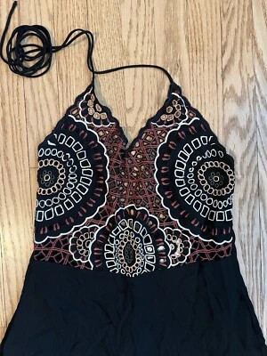 Nuevo sin etiquetas Mono Cleobella Encaje Boho Bordado Pierna Ancha Negro Talla S Foto 1 de 4