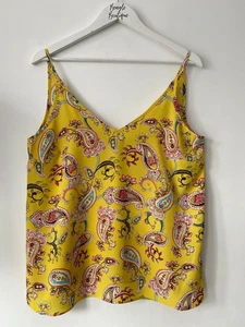 Matalan Cami Top Sizes 8, 10, 12, 14, 16, 18 Yellow Paisley