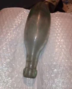 Rare Antique Green Blue Unmarked Glass Soda Torpedo Bottle - Picture 1 of 4