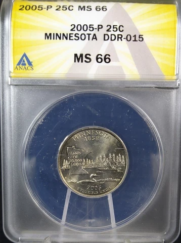 2005 P MINNESOTA DDR-015 DOUBLE DIE REVERSE EXTRA TREE QTR ANACS MS66 - 7539591 Cover
