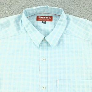 Simms Shirt Mens 3XL XXL Blue Plaid Fishing Hiking Outdoor Short Sleeve - Picture 1 of 13