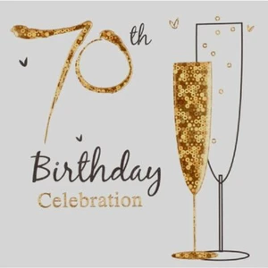 Holographische 70. Geburtstag Party Karte Einladungen & Umschlag verschiedene Mengen - Bild 1 von 3