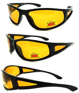 HD Aviator Polarized Sunglasses Night Driving Glasses Yellow Lens Anti Glare - Picture 1 of 4