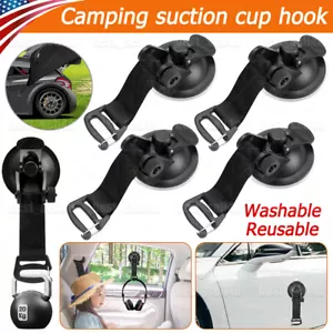 4 Stück Schwerlast Saugnapf Zurrgurte Auto Vorzelt Camping mit Haken Schloss Halter Set - Bild 1 von 18