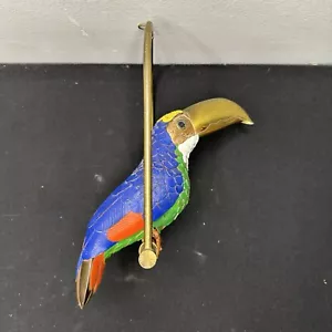 Vintage Leder und Messing Tukan Vogel auf Sitzstange Sergio Bustamante - Bild 1 von 10