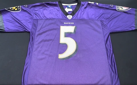 NWT Vintage Reebok Joe Flacco Baltimore Ravens #5 Purple Home Jersey Men’s Large Cover