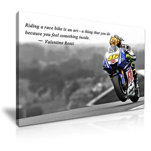Valentino Rossi MOTO GP Zitat Leinwand Wandkunst Bilddruck 76cmx50cm - Bild 1 von 7