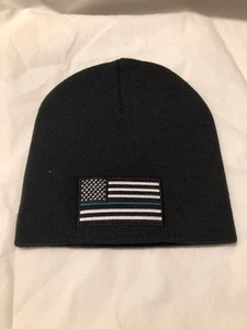 Thin Green Line American Flag Military Federal Agent Skull Winter Watch Hat Cap - Picture 1 of 1