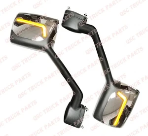 QSC Performance LED Chrome Hood Mirrors Set for Kenworth T680 Peterbilt 579 - Picture 1 of 10