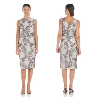 J S COLLECTIONS JACQUELINE BLOUSON EMBELLISHED MIDI DRESS IN IRON NWT SIZE 6 - Image 1 of 4