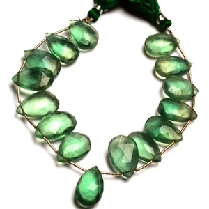 Smaragdgrün Farbe Fluorit Edelsteine 16x10 bis 17x10 mm Facettiert Birnenform Perlen 7 Zoll - Bild 1 von 5