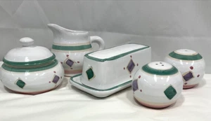 Caleca Belvidere Dinnerware Set Creamer, Sugar, Salt Pepper Shakers, Butter Dish - Picture 1 of 14
