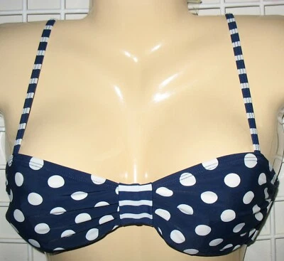 ANTIGUO TRAJE DE BAÑO/BAÑADOR AZUL MARINO - S- AZUL MARINO Y BLANCO LUNARES TOP Foto 1 de 3