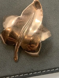Vintage Sterling Silver Pin Brooch Rose Silver Gilt Leaf - Picture 1 of 9