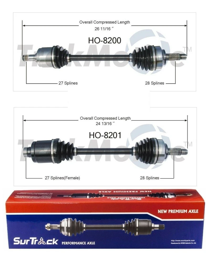 For Honda Element 2003-2008 4WD/FWD Pair of Front CV Axle Shafts SurTrack Set - Image 1 of 1
