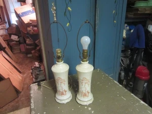 ALADDIN ALACITE ELECTRIC LAMPS PAIR  3 WAY NIGHT LIGHT MAN WOMAN FARM SCENE C46 - Picture 1 of 12